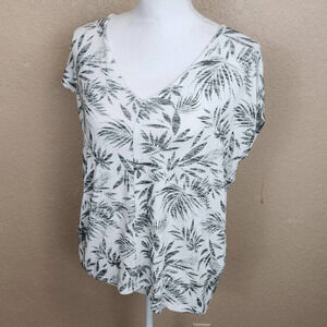 Market & Spruce Green Palm Print Knit Pullover Top Medium (4534)